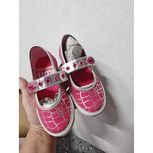 Umi Halina A Mary Jane Pink Silver‎ Crocodile Canvas US 8.5 Sneakers Hook Loop